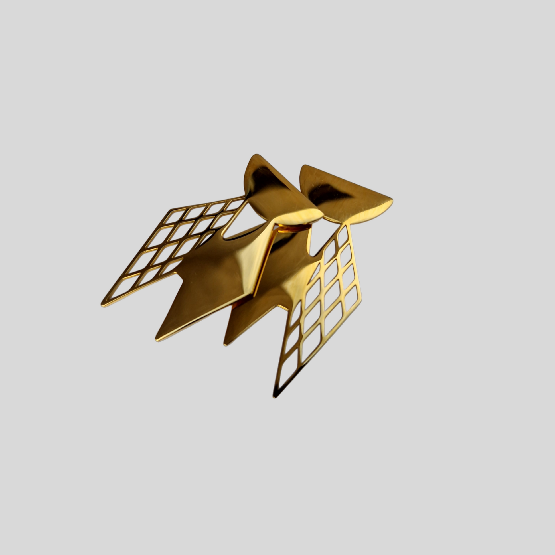 Gold plated earrings in a shape of a rhombus