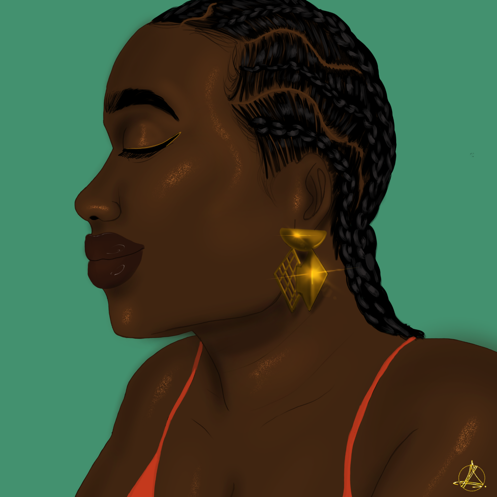 a visual art of A black woman 